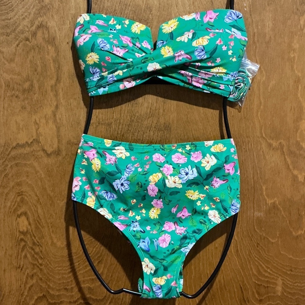 LOFT Swim Floral Bandeau Bikini Set with Detachable Straps - Size XXL - NWT